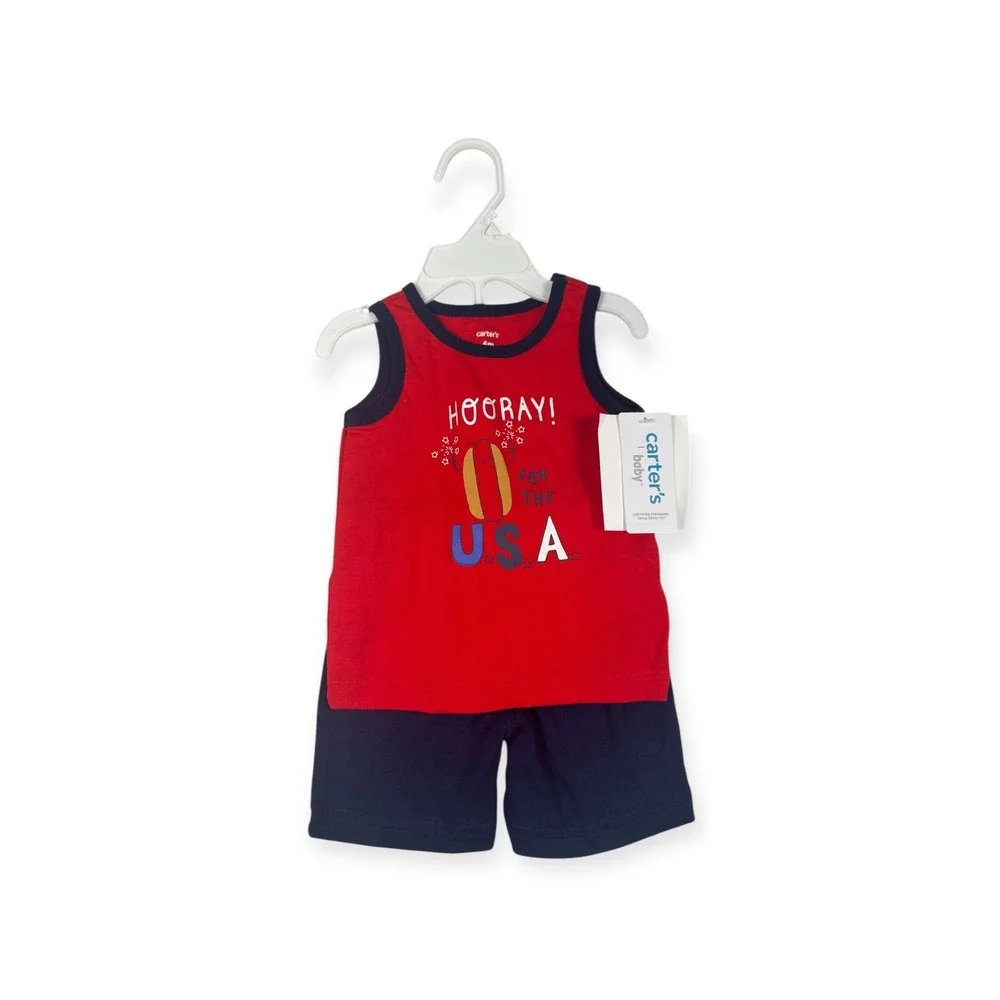 Carter's USA Outfit Set Sleeveless Top‎ Shorts Patriotic Baby 6 Months